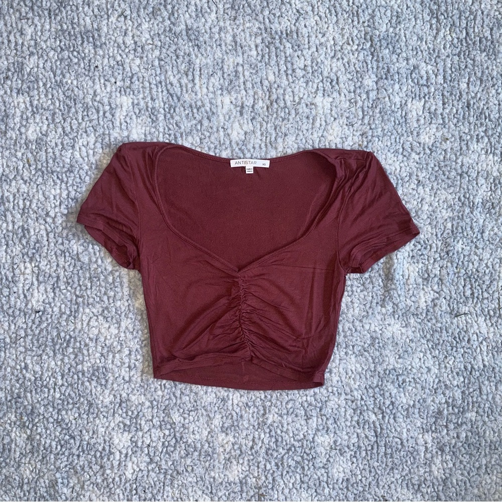 Maroon Synched Cropped T-shirt Size XS